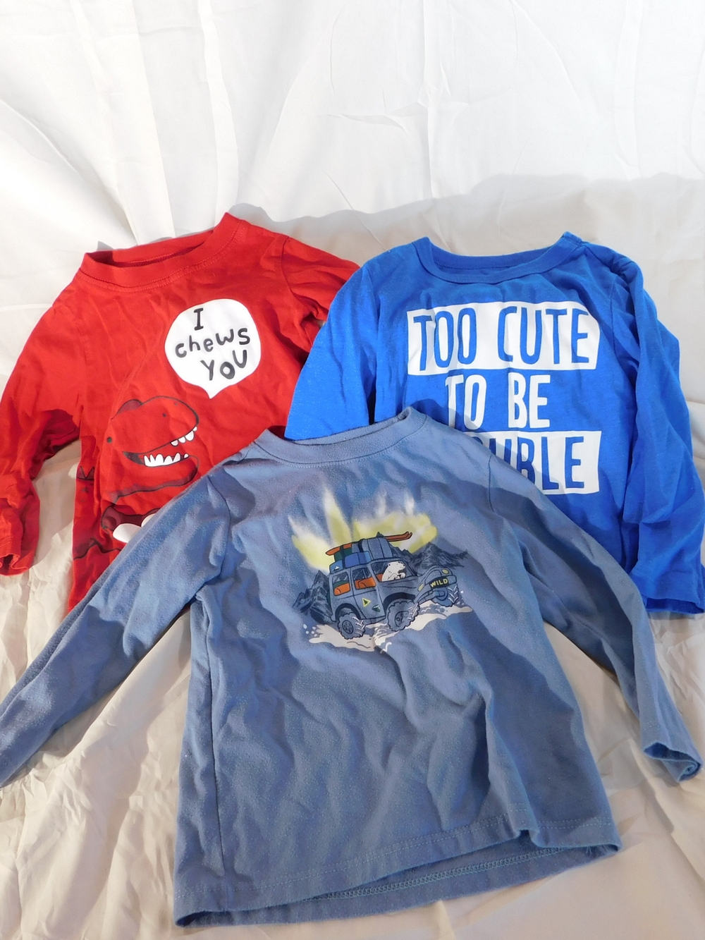 The Children's Place Red Dino & Blue Graphic Long-Sleeve Tees - Set of 3